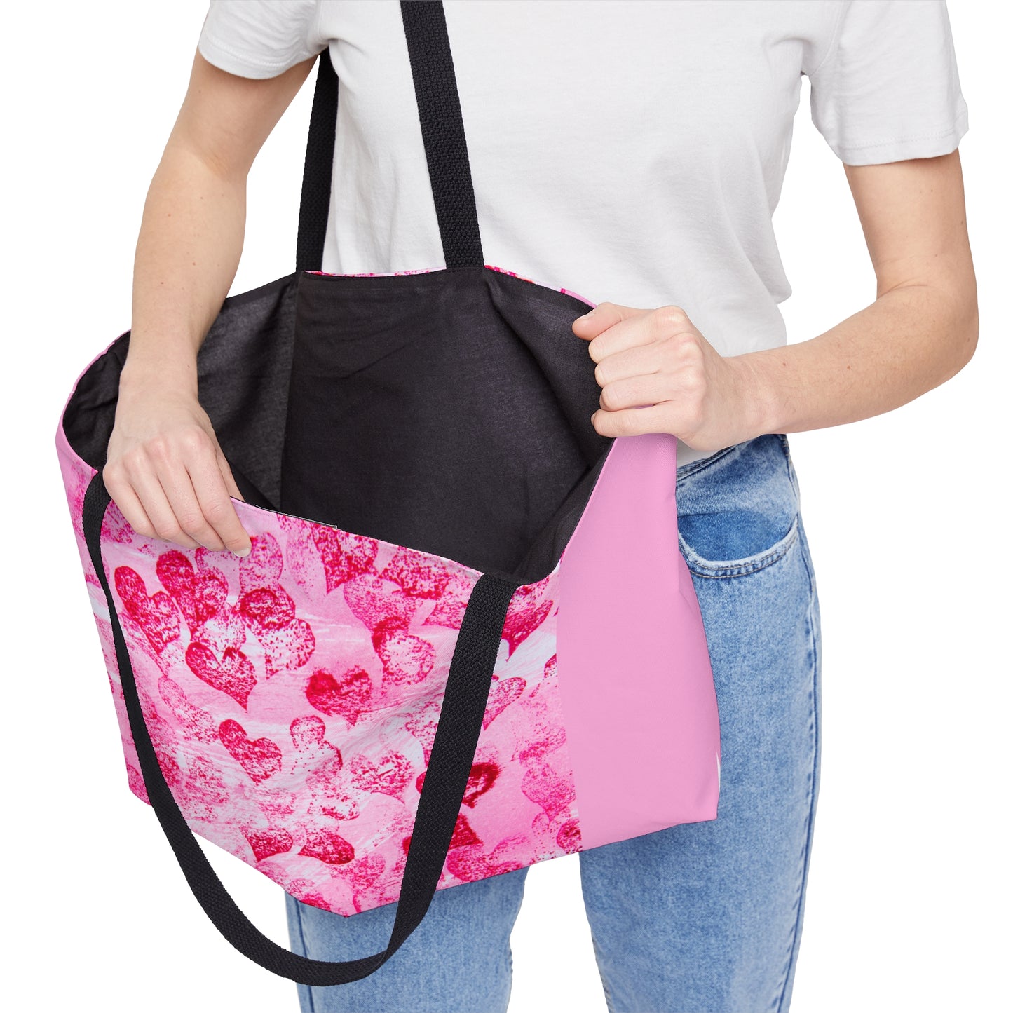 Pink Hearts Grunge Weekender Tote Bag