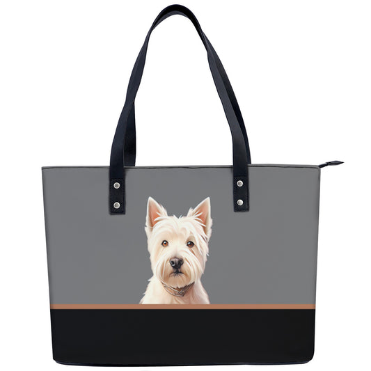 West Highland Terrier PU Leather Handbag Tote