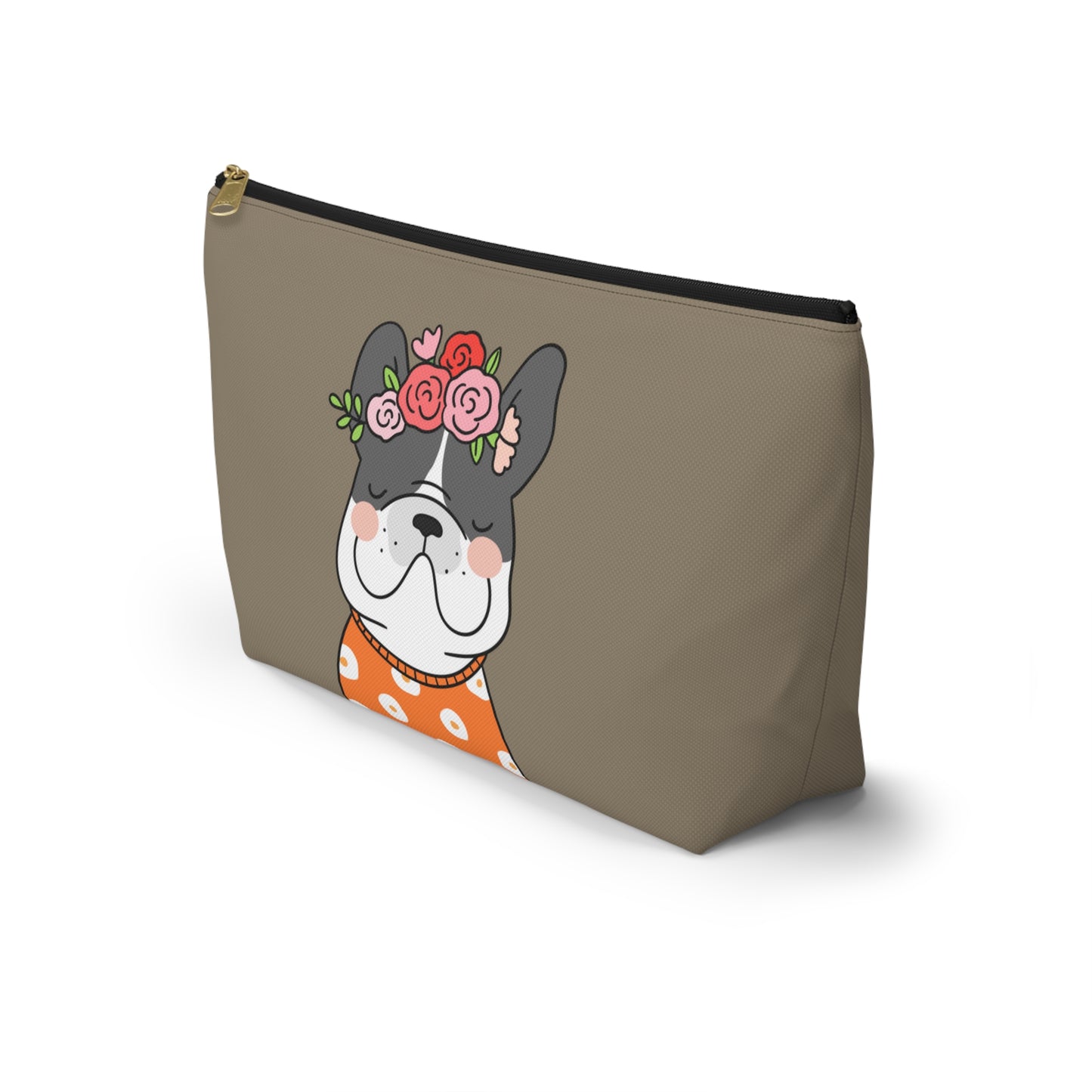 French Bulldog in Orange Accessory Pouch w T-bottom