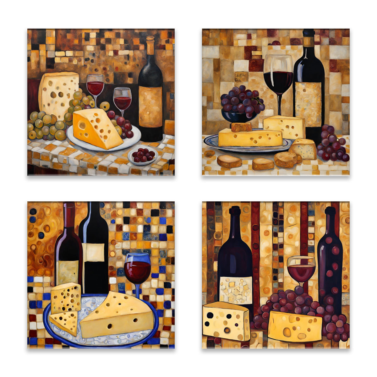 Wine & Cheese Absorbent Coasters- Set of 4