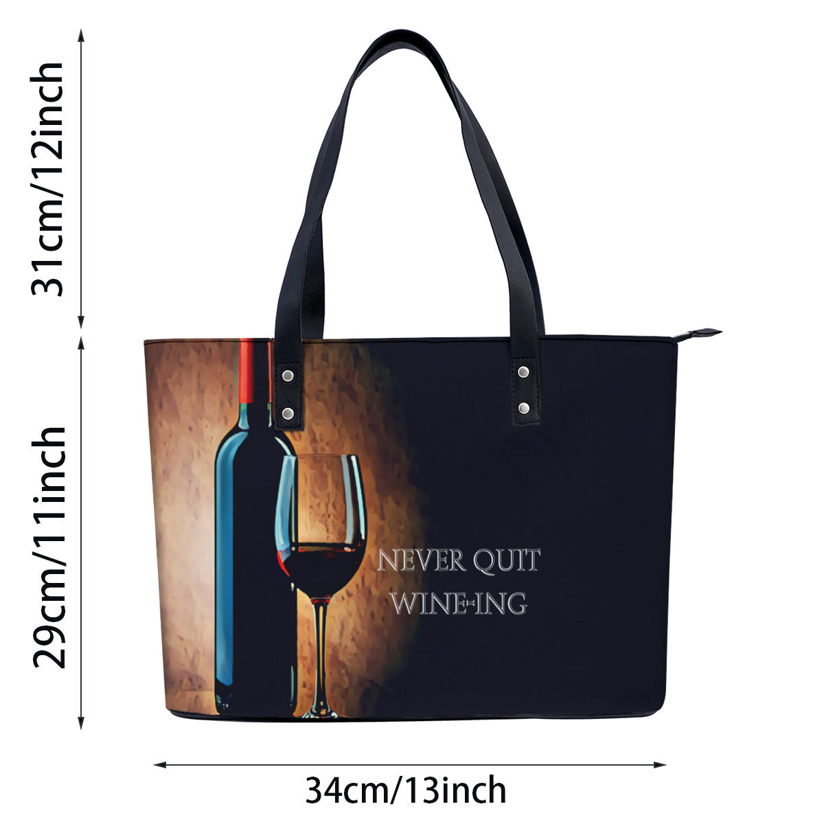 Never Quit Wine-ing PU Leather Handbag Tote