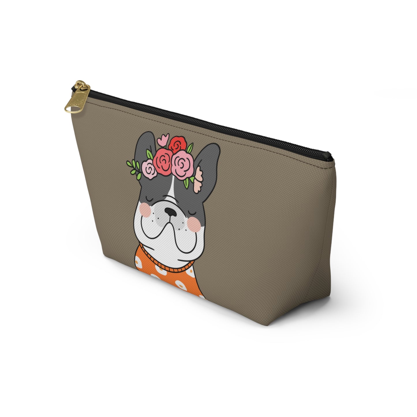 French Bulldog in Orange Accessory Pouch w T-bottom