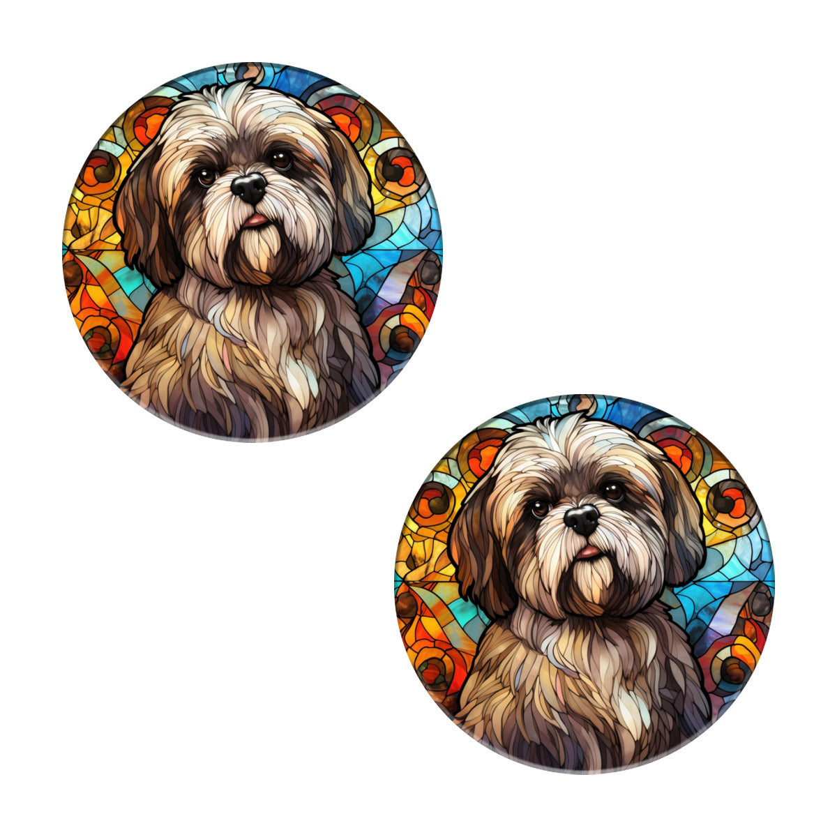 Lhasa Apso Round Ceramic Coasters with Cork Back, Set of 2, 4 or 6