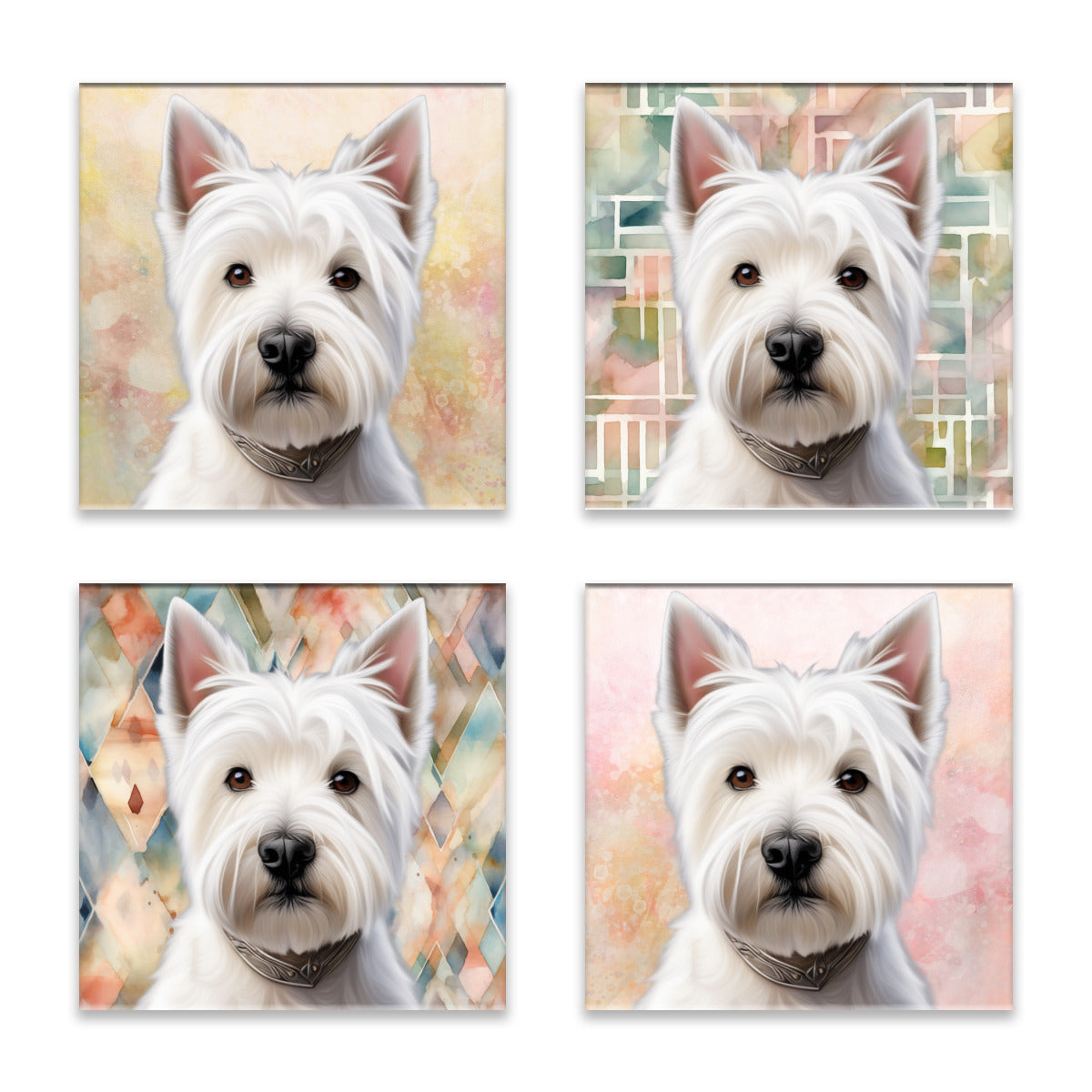 West Highland Terrier Absorbent Coasters- Set of 4