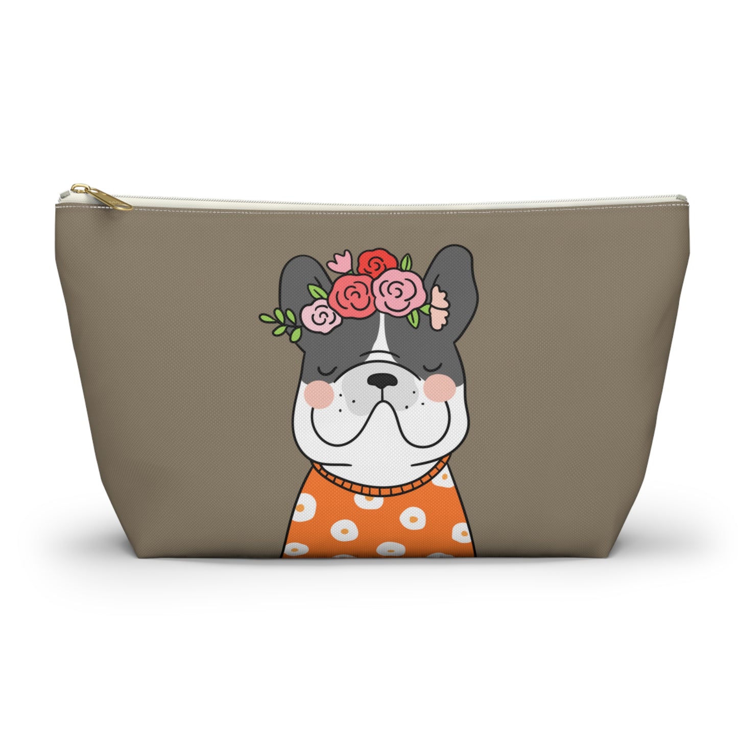 French Bulldog in Orange Accessory Pouch w T-bottom