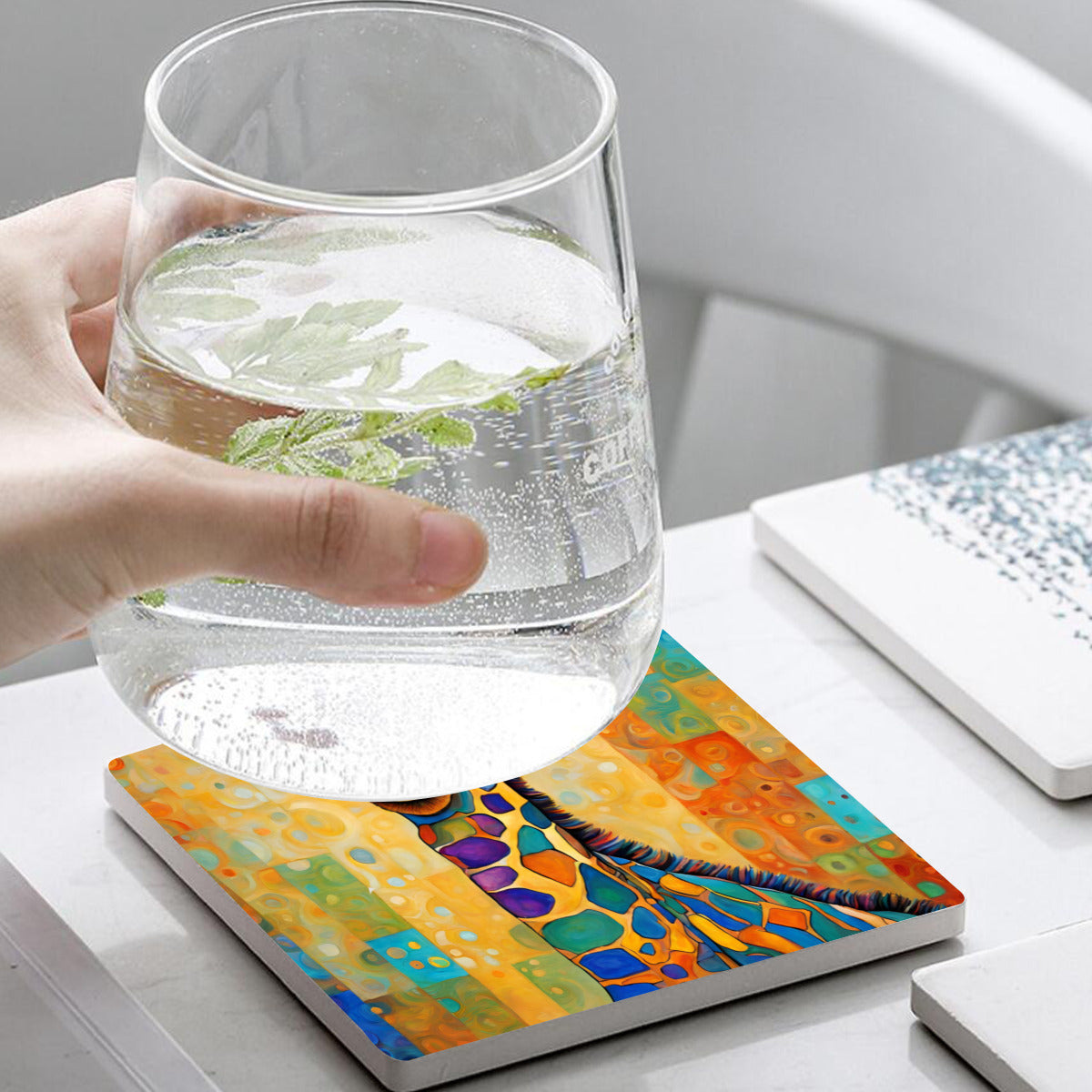 Colorful Giraffes Absorbent Coasters- Set of 4