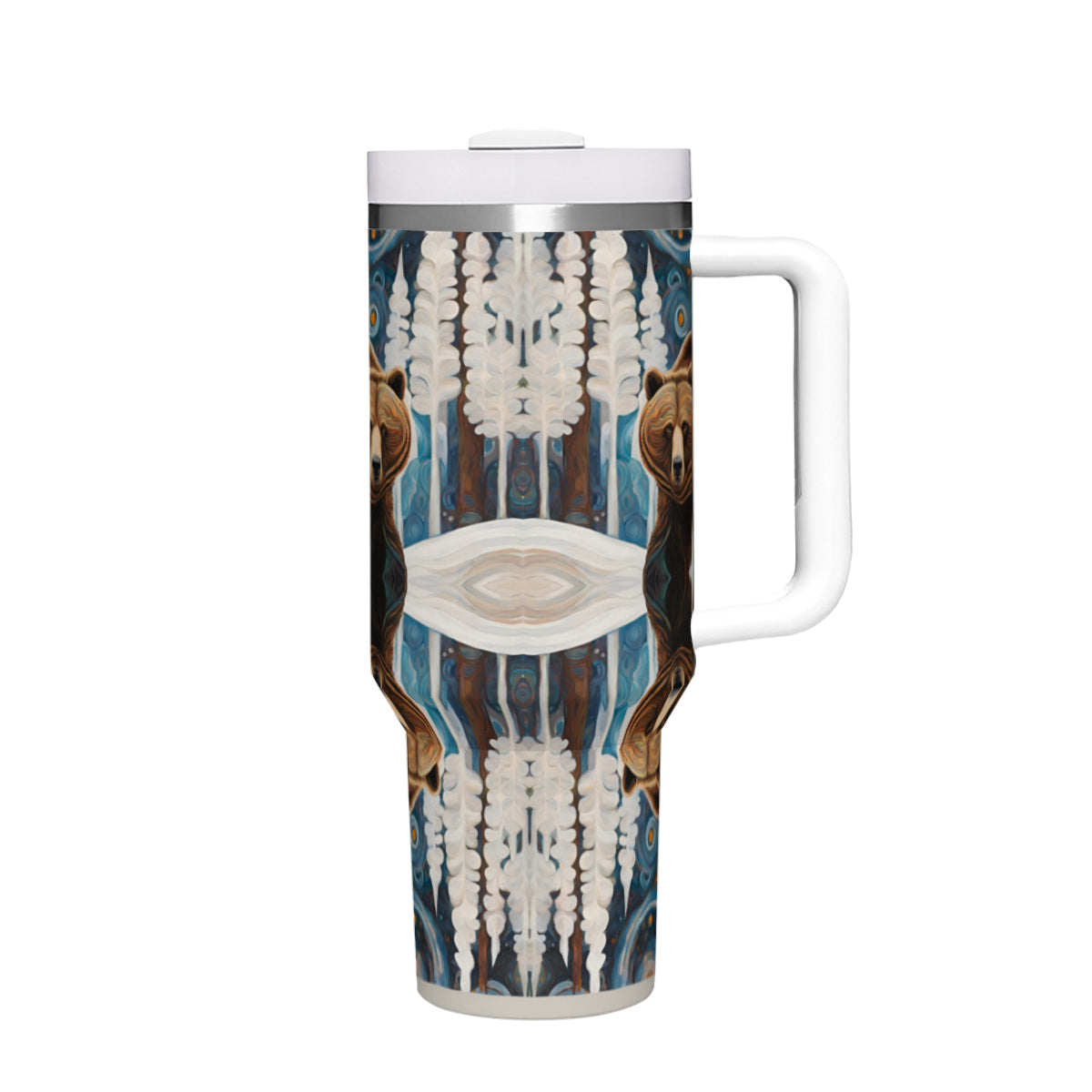 Grizzly in the Snow 40oz Stainless Steel Tumbler