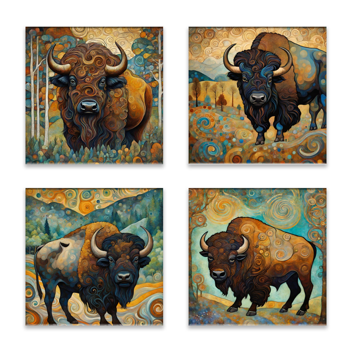 Bison Absorbent Coasters- Set of 4