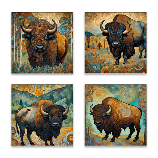 Bison Absorbent Coasters- Set of 4