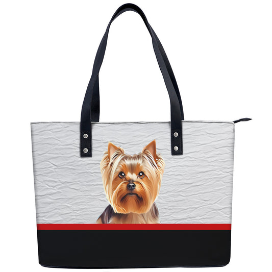 Yorkshire Terrier PU Leather Handbag Tote