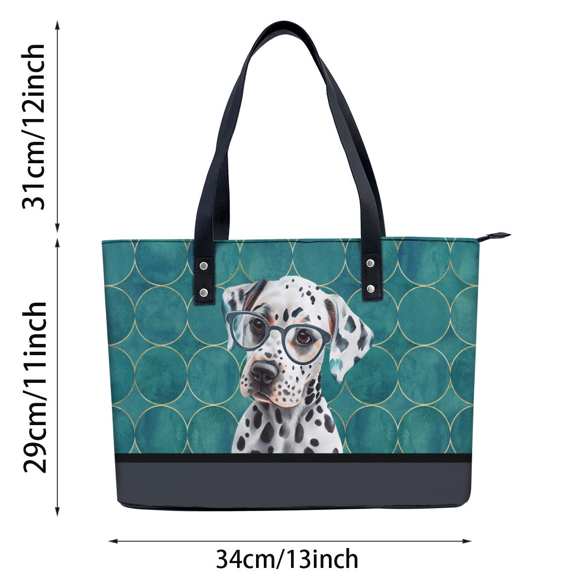 Dalmatian in Glasses PU Leather Handbag Tote