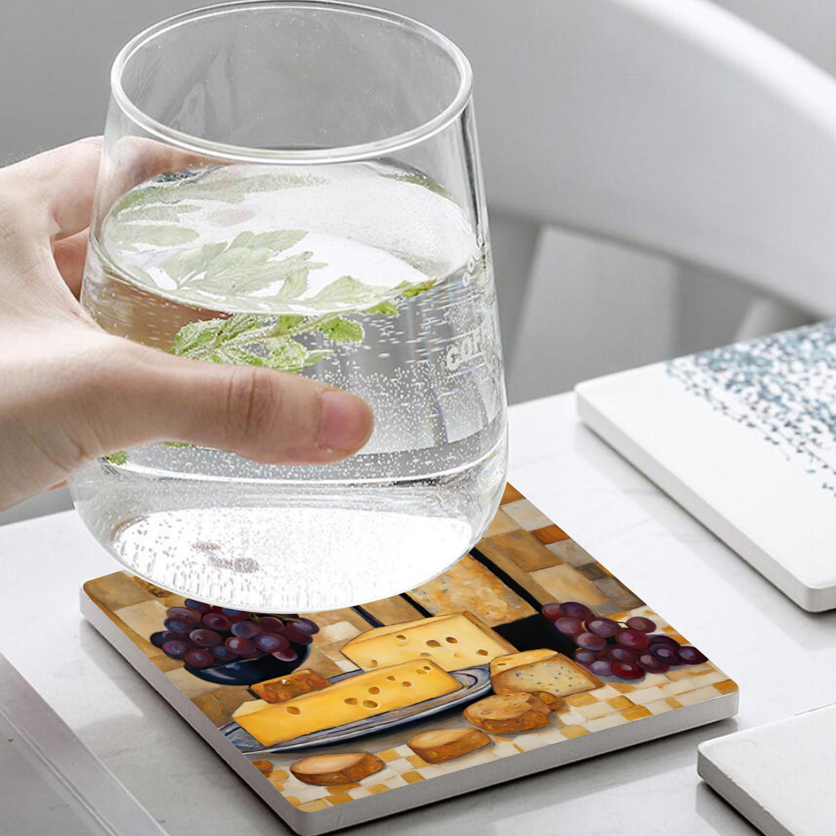 Wine & Cheese Absorbent Coasters- Set of 4