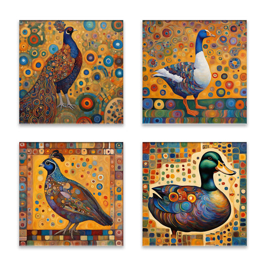 Fowl (Duck, Goose, Pheasant, Quail) Absorbent Coasters- Set of 4