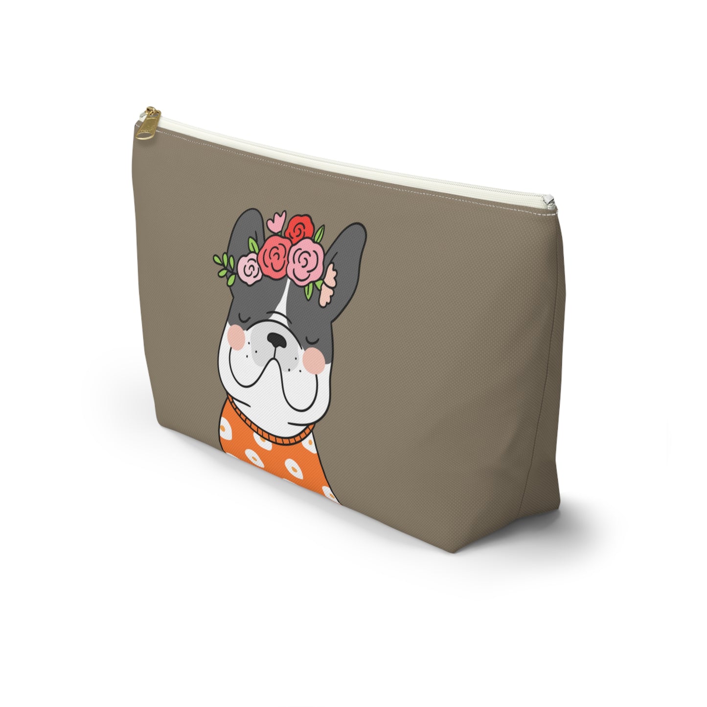 French Bulldog in Orange Accessory Pouch w T-bottom