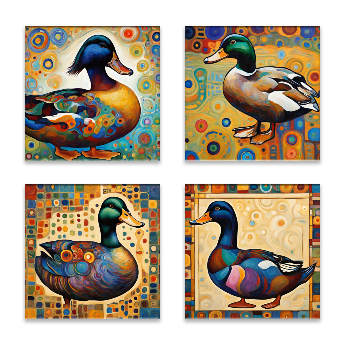 Colorful Ducks Absorbent Coasters- Set of 4